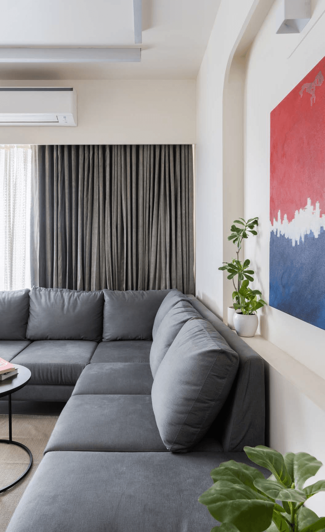 Verte — living room, minimal interior with warm materiality