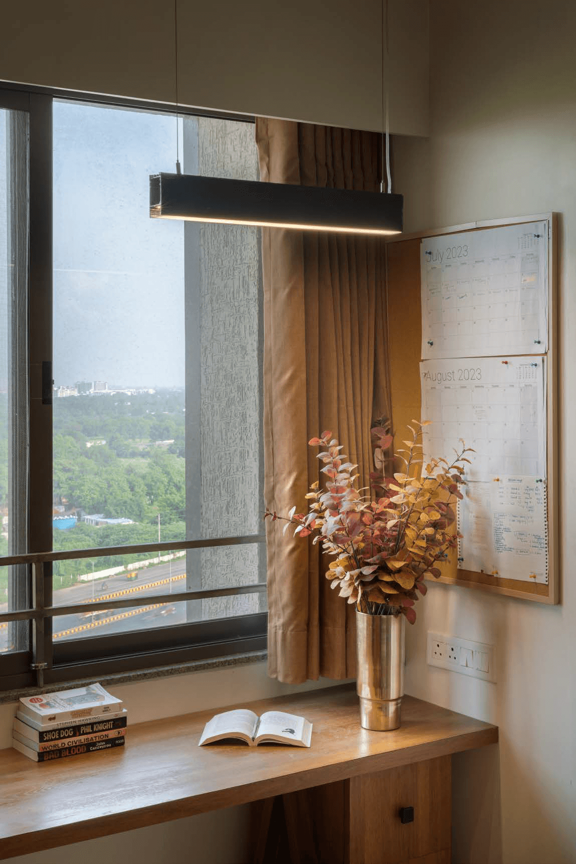 Verte — home study desk with city view