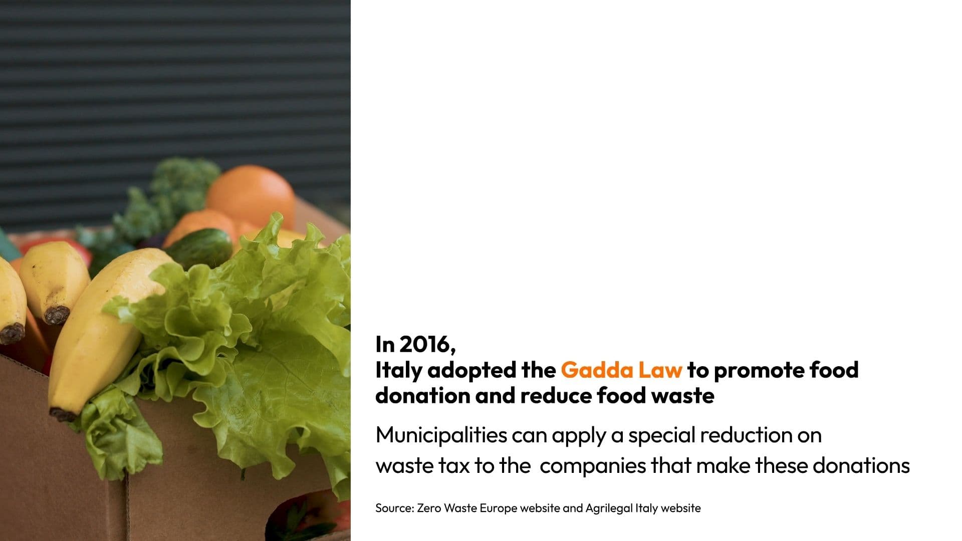 Food surplus — the context behind Italy's Gadda Law on food donation