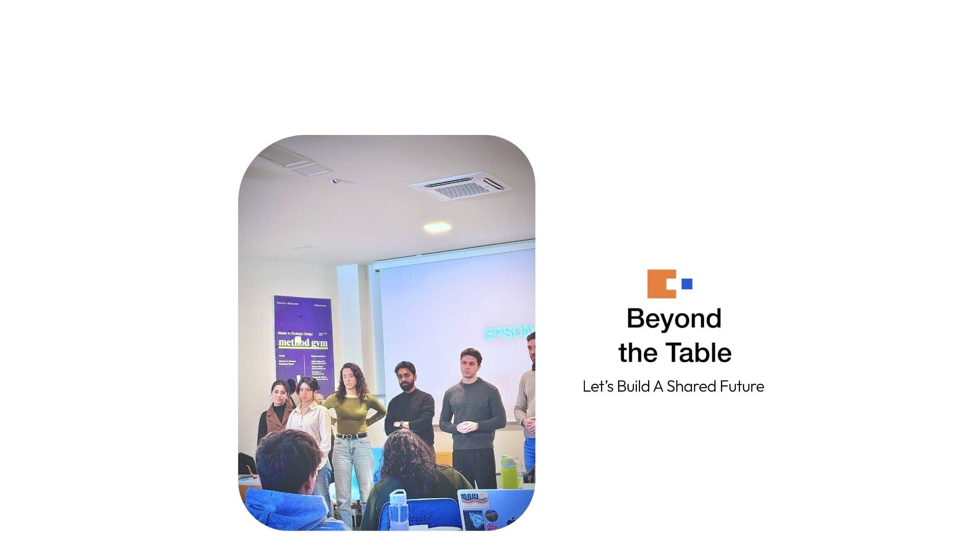 Team presenting Beyond the Table at Politecnico di Milano Design Method Gym